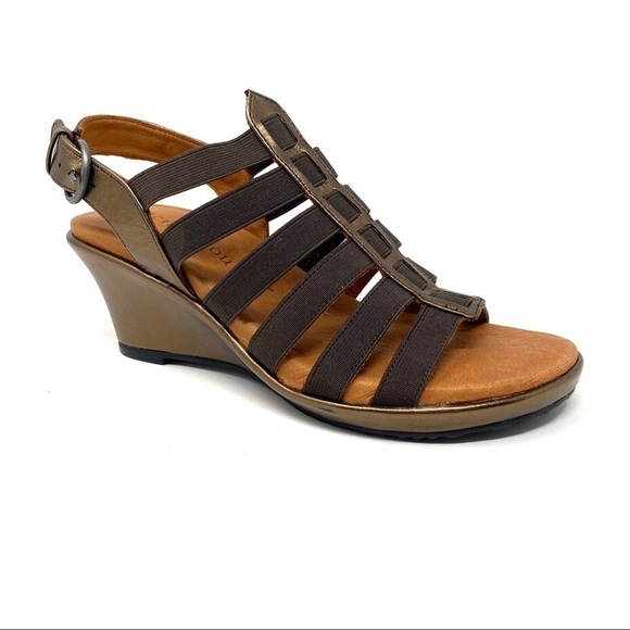 Gentle Souls Wedge Hammer Sandals Bronze - Picture 1 of 8